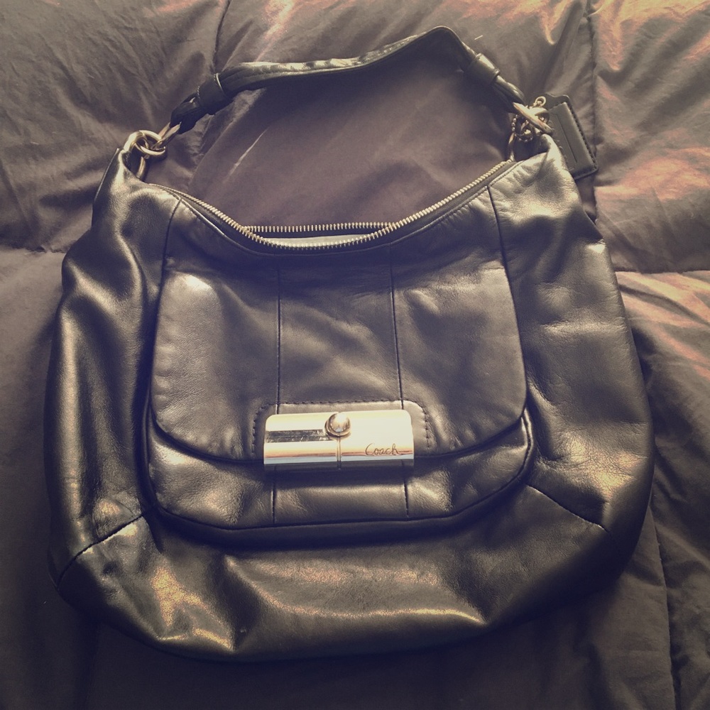 Coach black leather bag